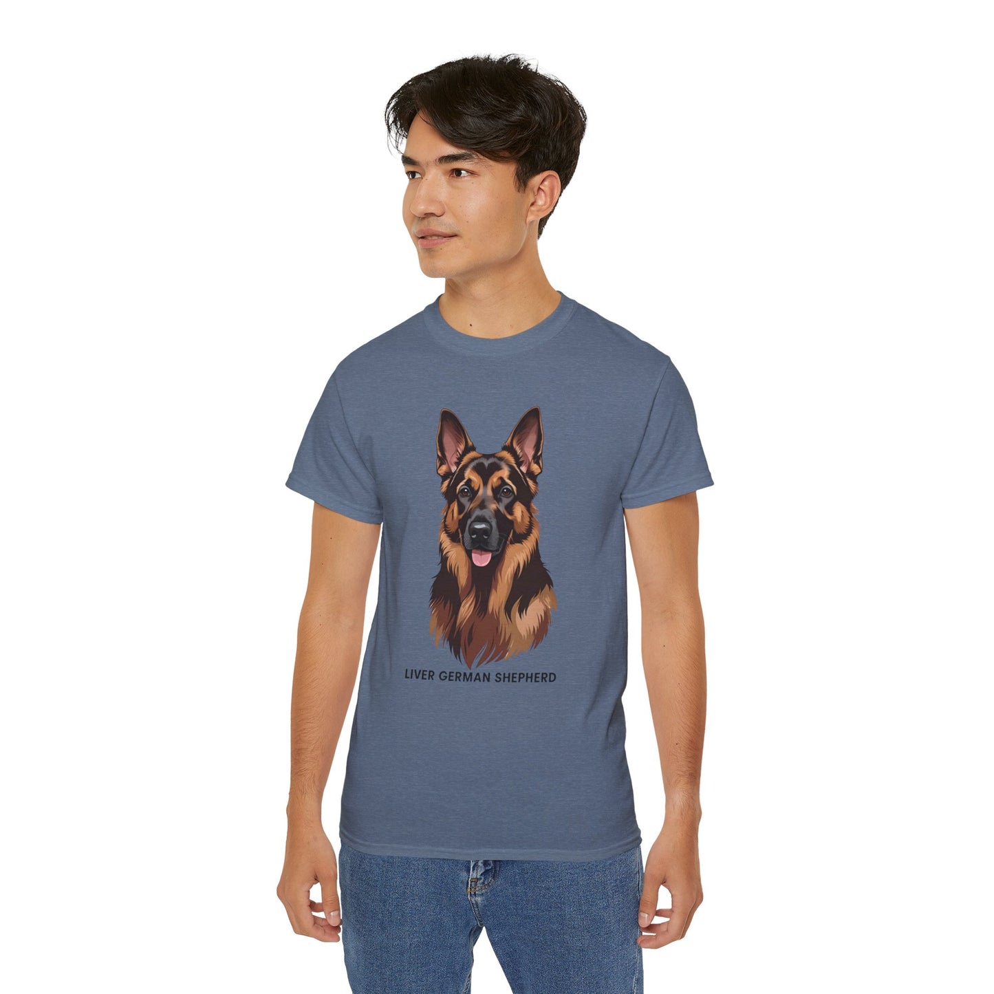 Liver German Shepherd Tee, Dog Lover Shirt, Pet Owner Gift, Animal Print T-Shirt, Unisex Graphic Tee, Birthday Present for Dog Lovers