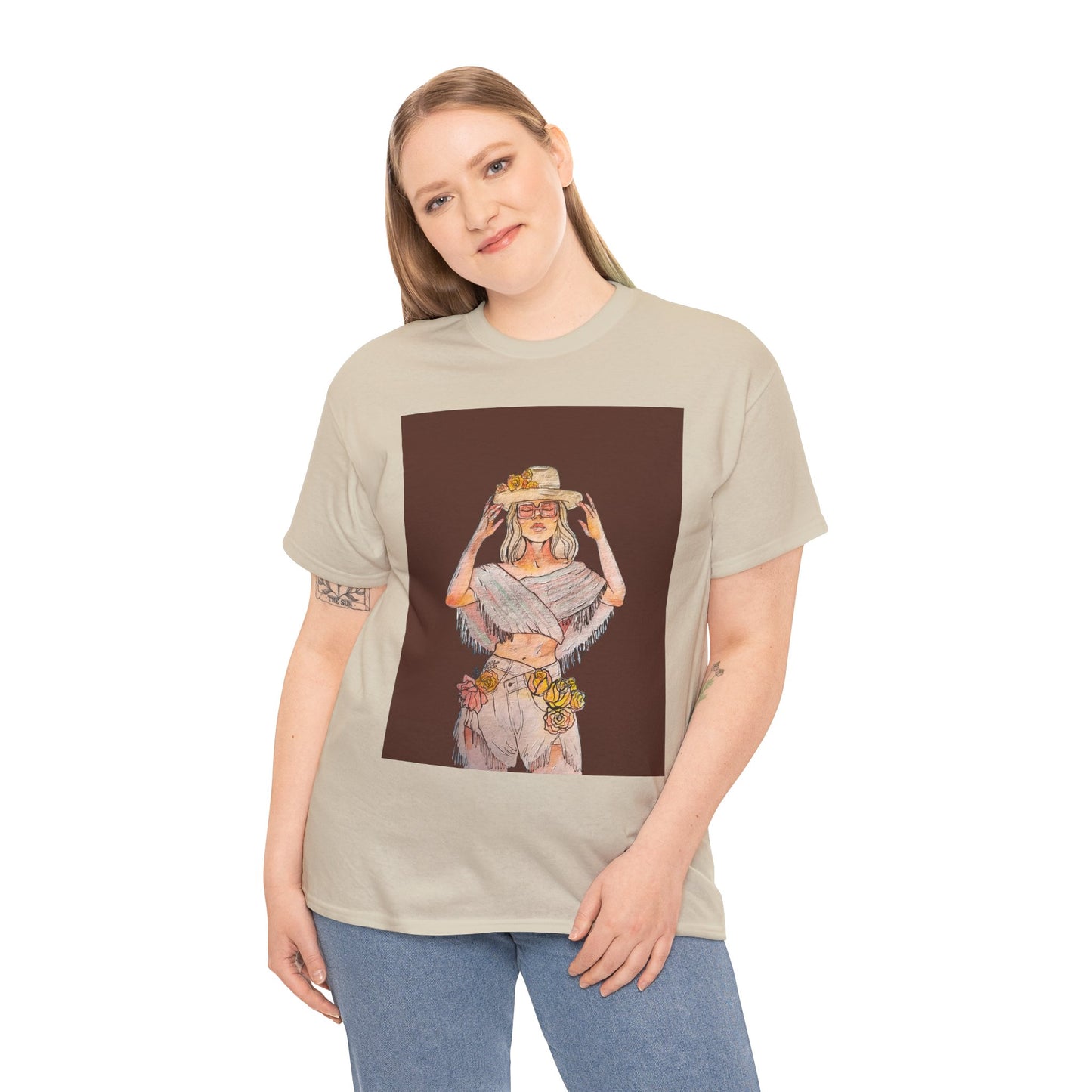 Bohemian Vibes Unisex Heavy Cotton Vintage Tee, Casual Wear, Summer Style Shirt, Gift for Her, Festival Outfit, Art-Inspired Apparel