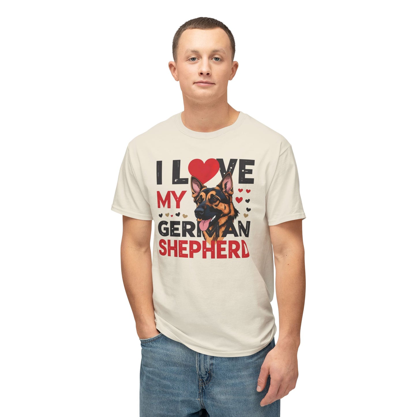I Love My German Shepherd T-Shirt, Cute Dog Lover Gift, Pet Parent Apparel, Dog Adoption Celebration, Canine Lover's Tee
