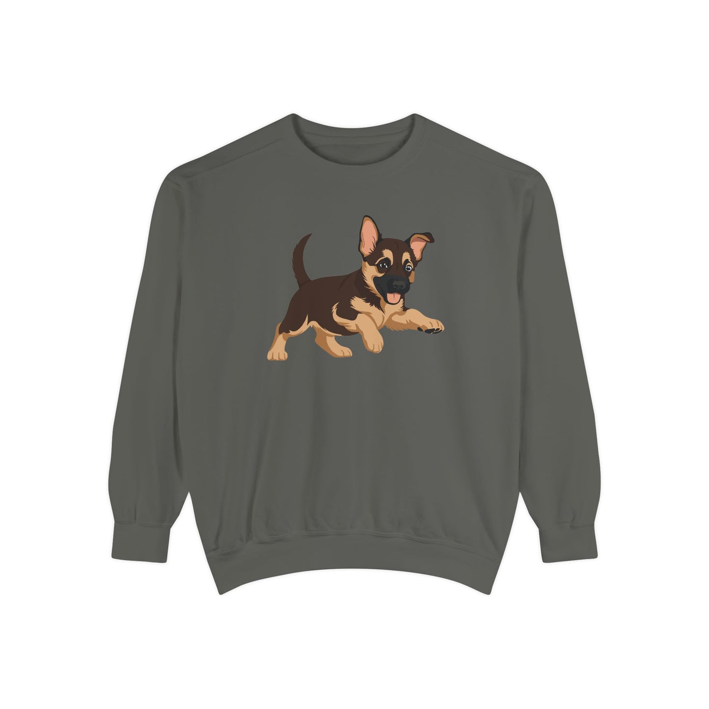 Unisex Dog Lover Sweatshirt With a Graphic of Cute Playing German Shepherd Puppy