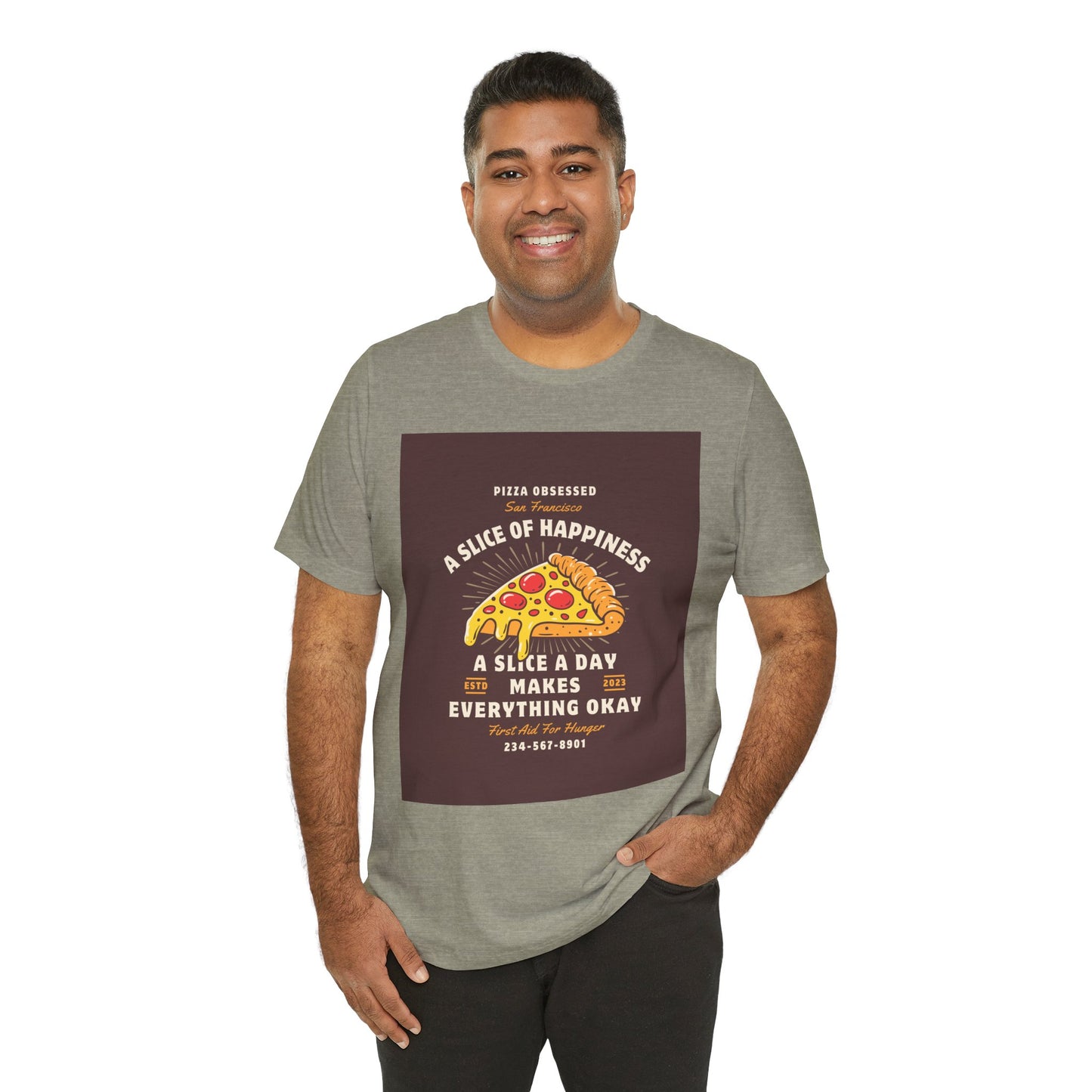 Pizza Lover's Happiness Tee, Fun Unisex T-Shirt, Casual Wear, Gift for Foodies, Pizza Party Attire, Comfortable Daily Shirt