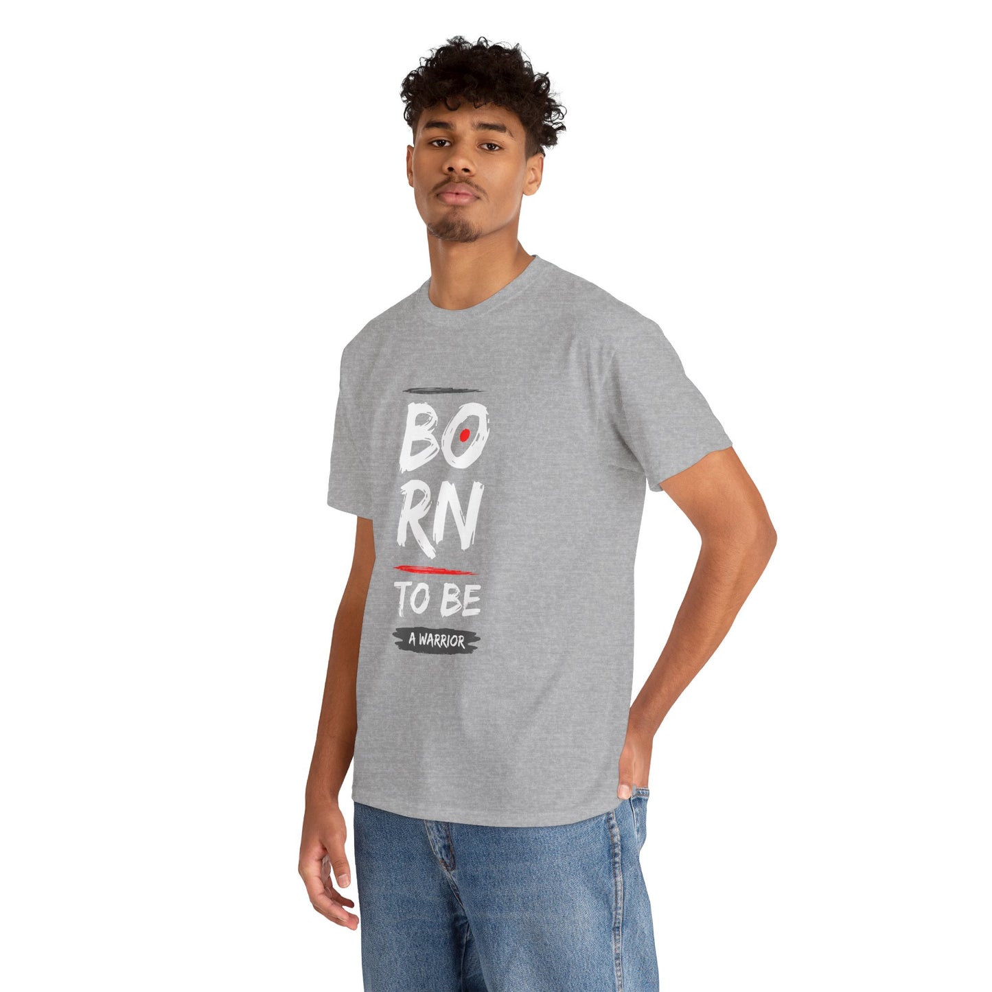 Born to Be a Warrior Unisex Heavy Cotton Tee, Inspirational Shirt for Veterans, Motivational Gift, Fitness Apparel, Casual Wear