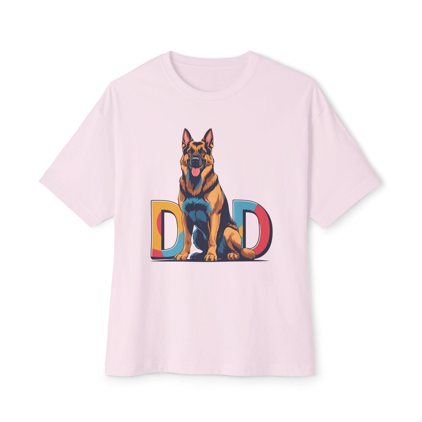 German Shepherd Dad Unisex Oversized Boxy Tee, Dog Lover Gift, Pet Portrait Shirt, Casual Streetwear, Animal Lover Apparel