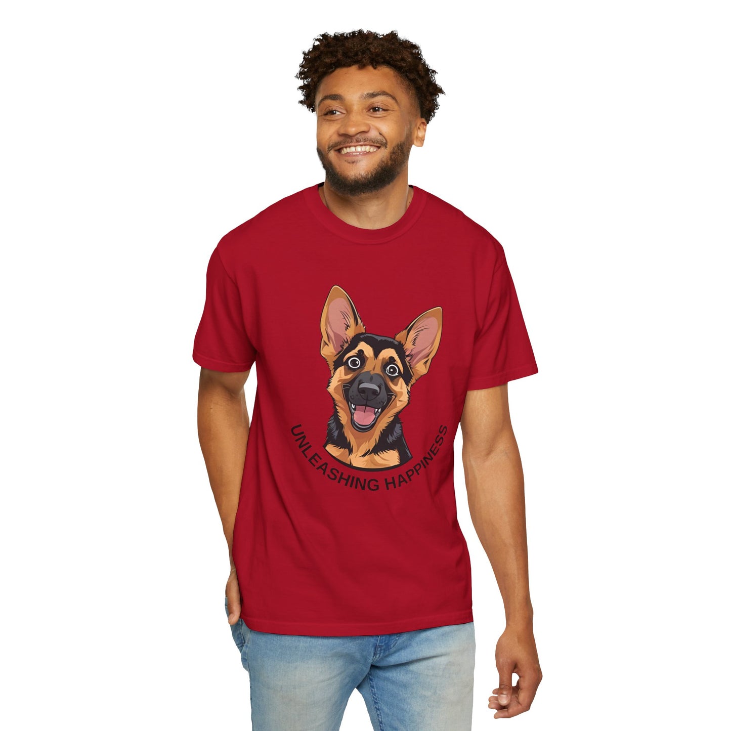 Happy Dog Graphic Tee, Unisex German Shepherd Puppy T-Shirt - Unleashing Happiness, Pet Lover Gift, Animal Lovers Apparel, Unique Dog Lover Shirt