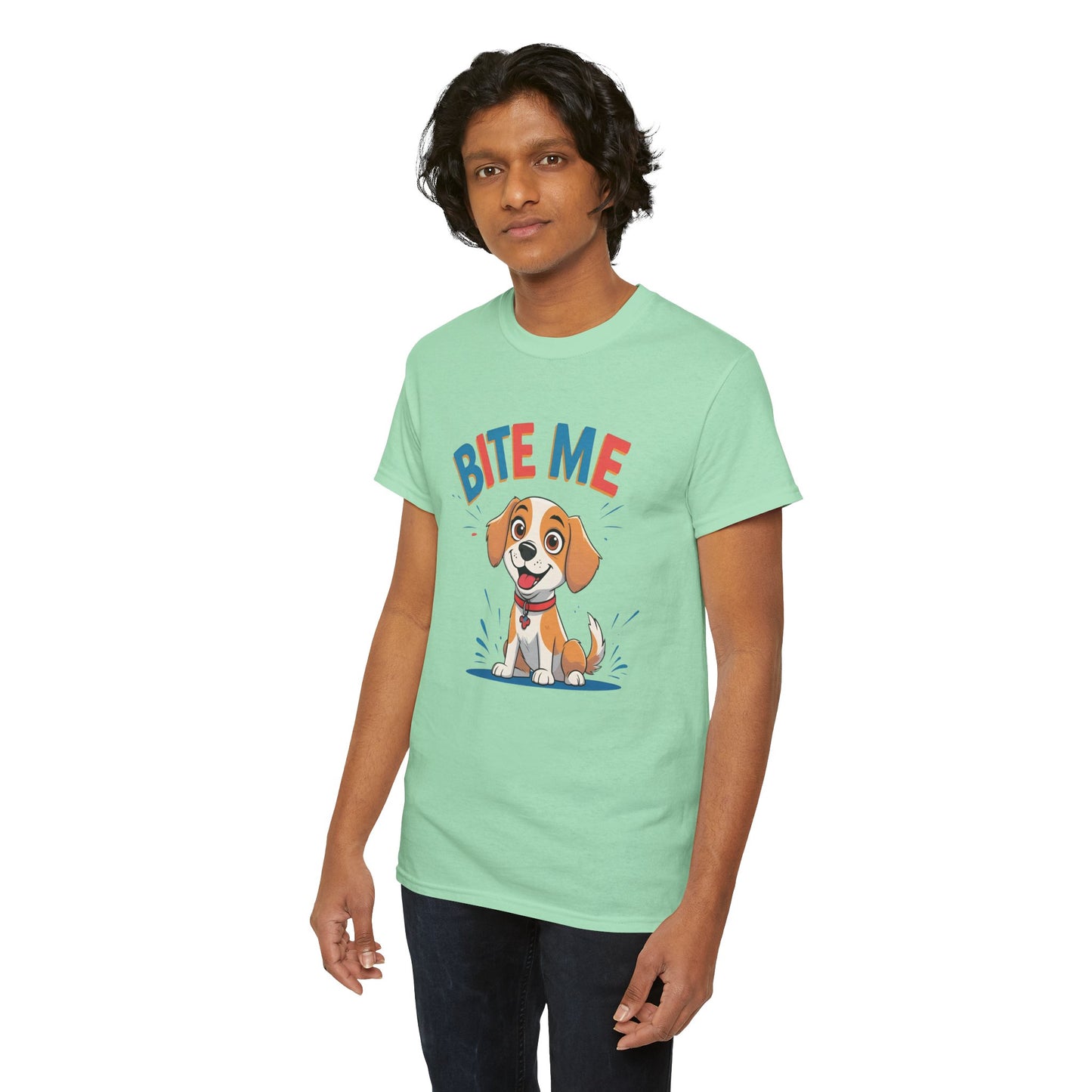 Playful Dog Lover Tee, Bite Me Unisex Cotton T-Shirt for Dog Trainers, Funny Gift for Dog Lovers, Cute Dog Apparel