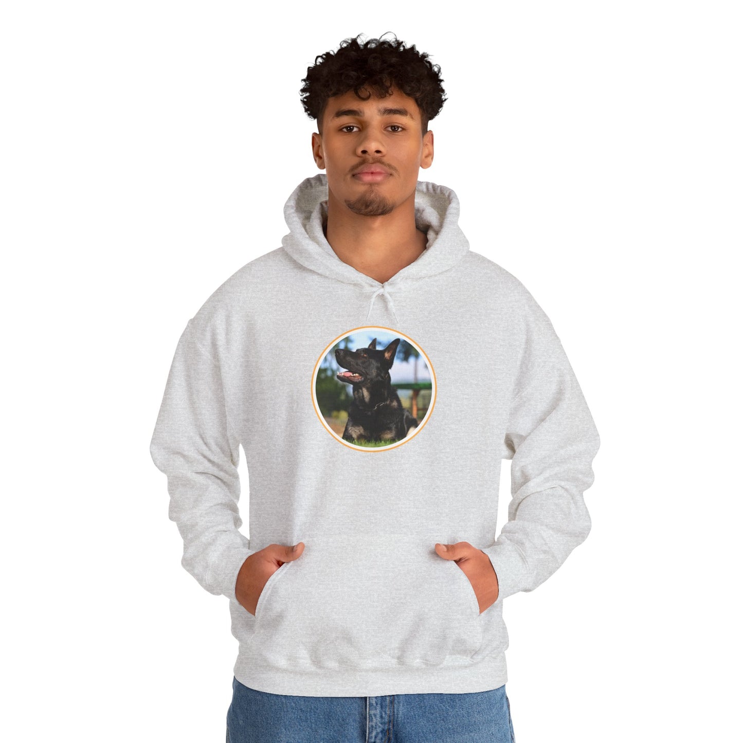 Unisex Dog Lover Hoodie With Bicolor German Shepherd with Intense Expression