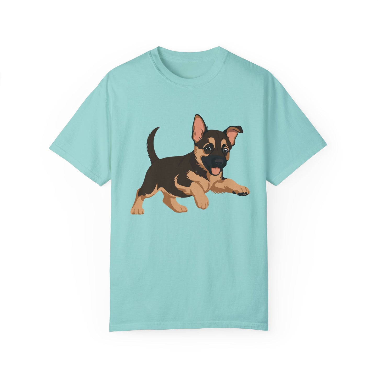 Unisex Dog Lover T-Shirt With a Graphic of Cute Playing German Shepherd Puppy