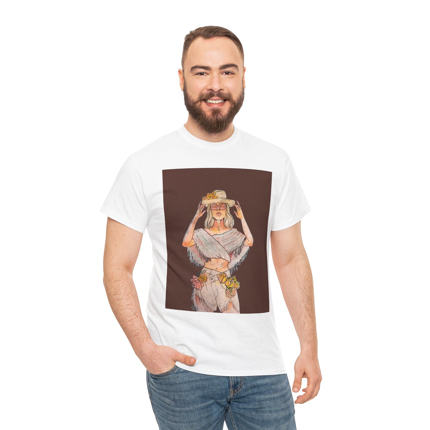 Bohemian Vibes Unisex Heavy Cotton Vintage Tee, Casual Wear, Summer Style Shirt, Gift for Her, Festival Outfit, Art-Inspired Apparel