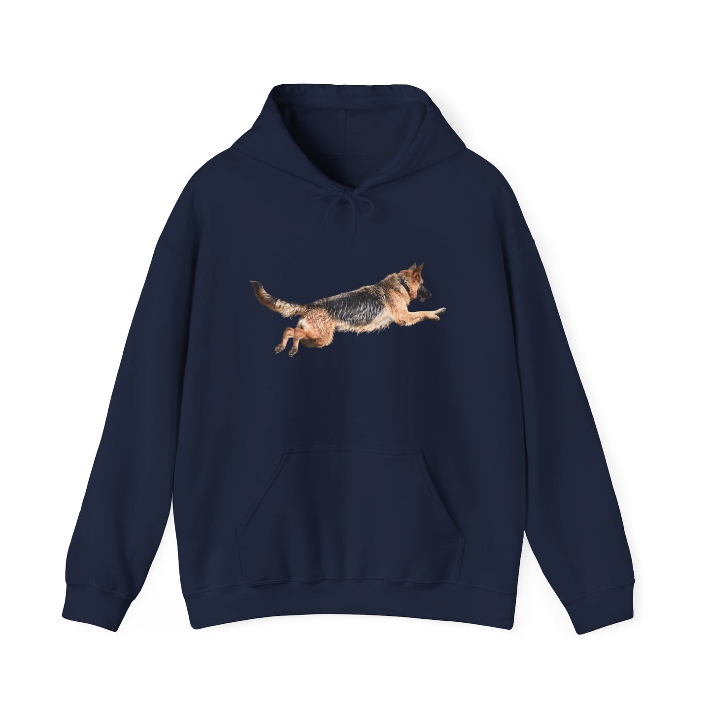 Unisex Dog Lover Hoodie With a Wet German Shepherd Jumping in the Air