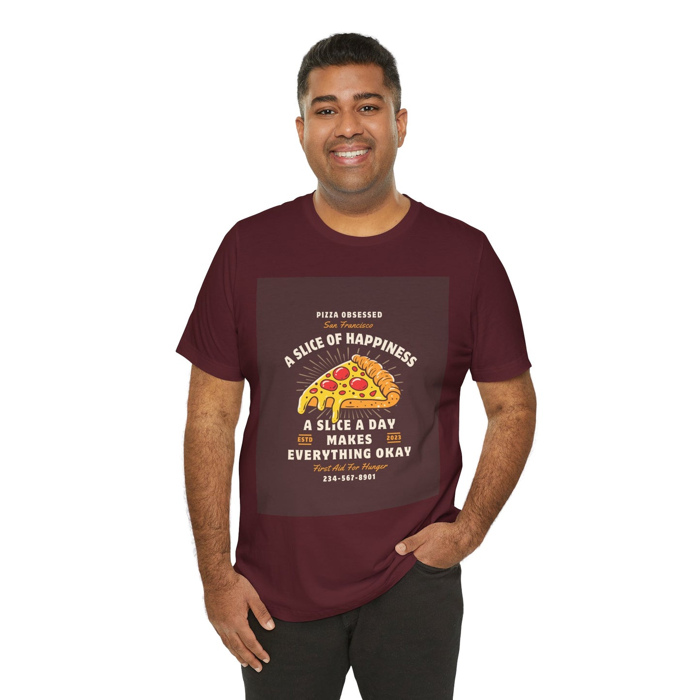 Pizza Lover's Happiness Tee, Fun Unisex T-Shirt, Casual Wear, Gift for Foodies, Pizza Party Attire, Comfortable Daily Shirt