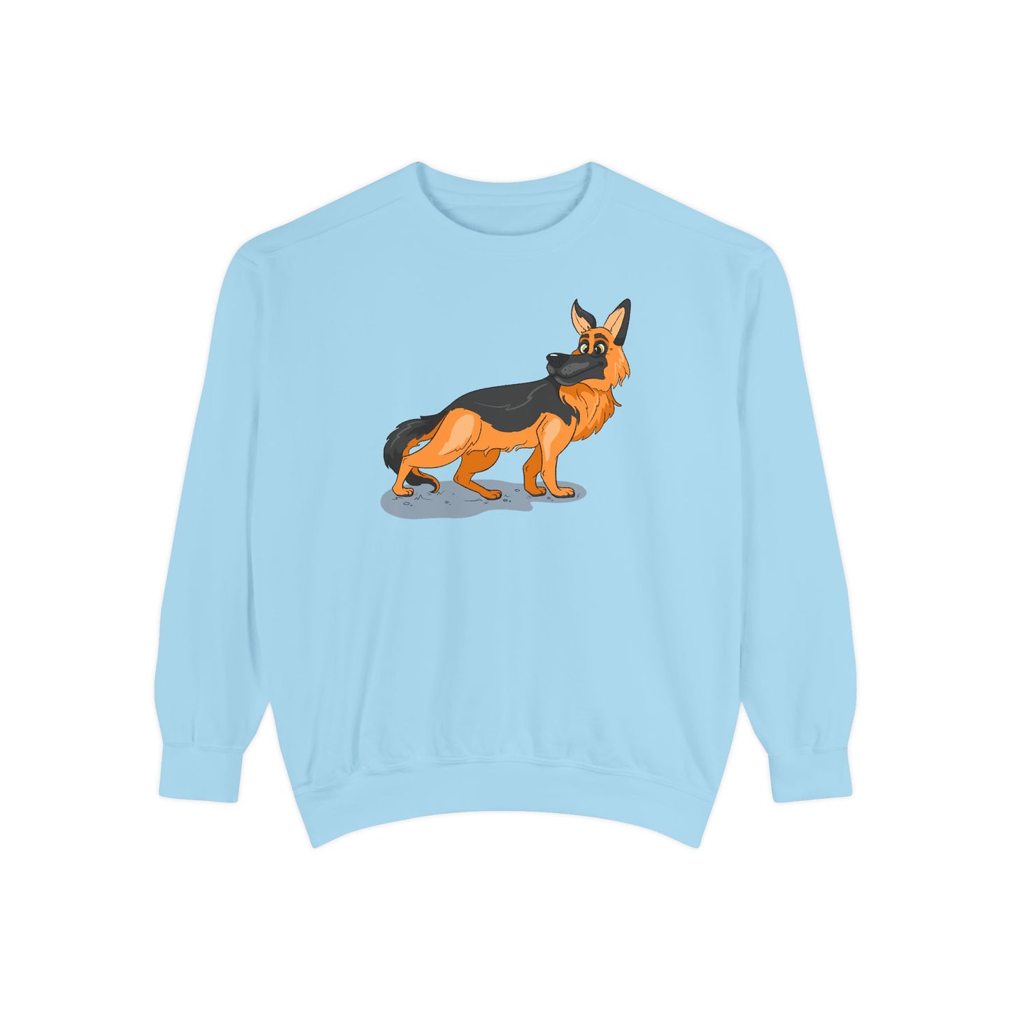 Unisex Dog Lover Sweatshirt With a Cartoon of Astonished German Shepherd Turning His Head