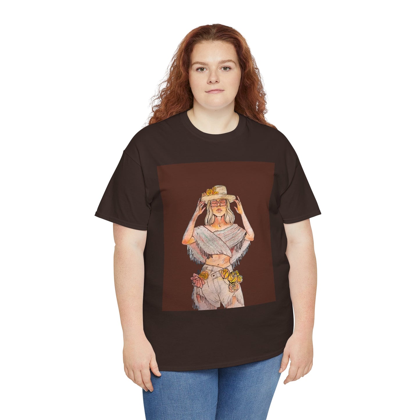 Bohemian Vibes Unisex Heavy Cotton Vintage Tee, Casual Wear, Summer Style Shirt, Gift for Her, Festival Outfit, Art-Inspired Apparel