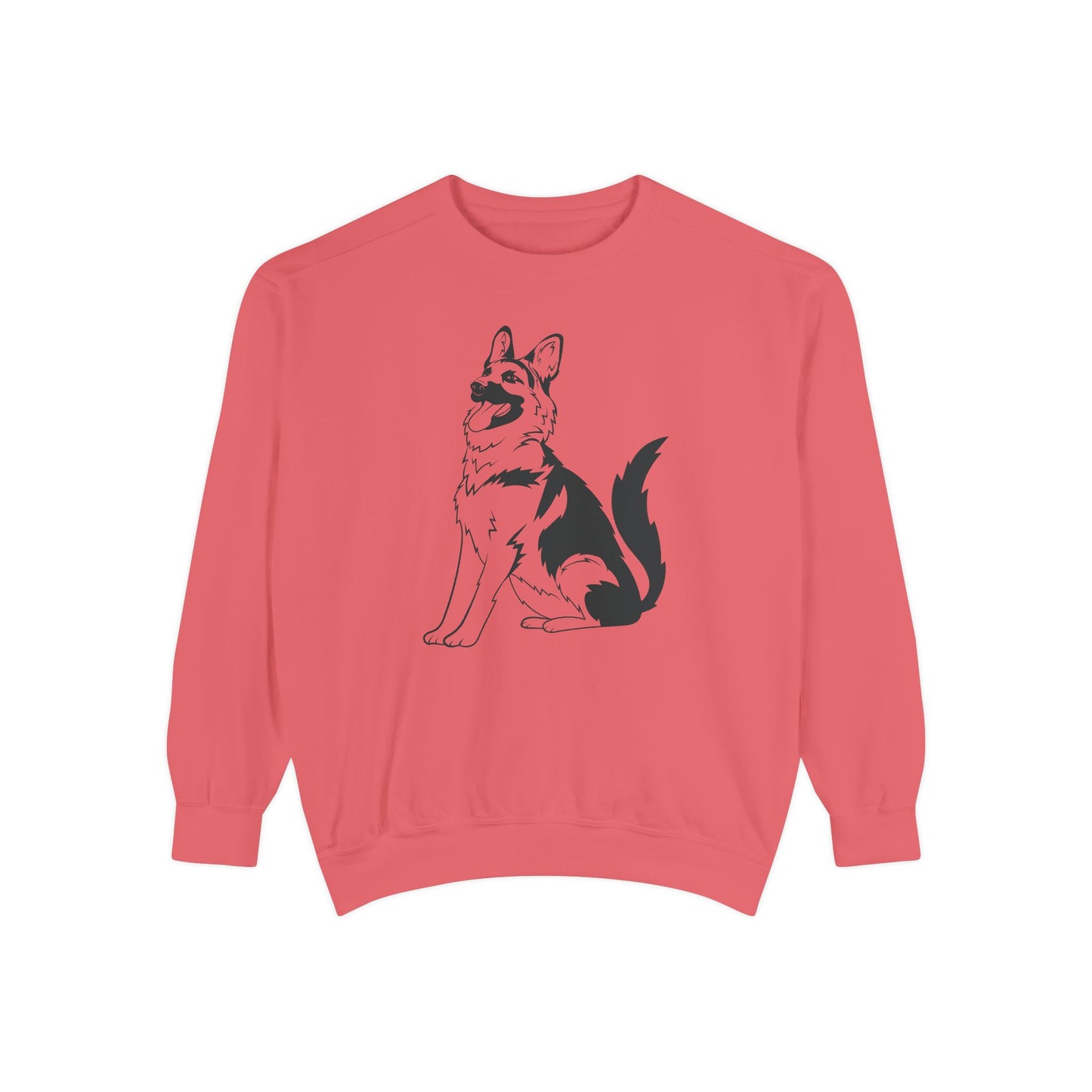 Unisex Dog Lover Sweatshirt With a Graphic of Black and Transparent German Shepherd Sloppily Sitting
