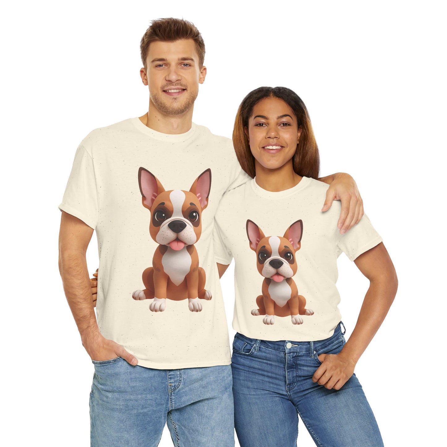 Cute 3D French Bulldog T-Shirt Unisex Heavy Cotton Tee, Dog Lover Gift