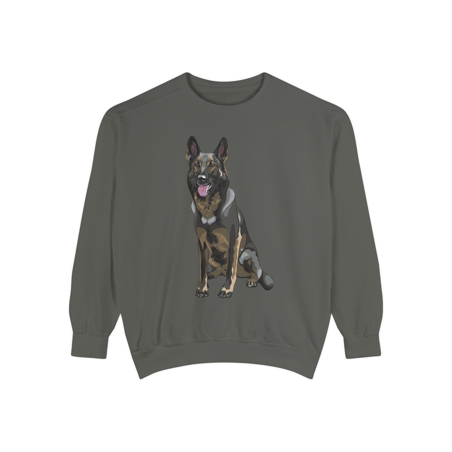 Unisex Dog Lover Sweatshirt With a Graphic of Sable German Shepherd Sloppily Sitting