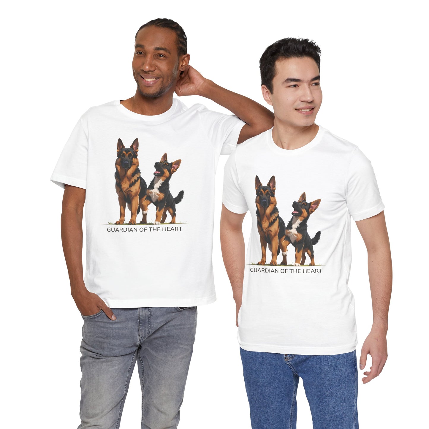 German Shepherd and Puppy Tee - Guardian of the Heart, Gifting for Pet Owners, Cute Graphic Shirt, Perfect for Birthdays, Dog-Themed Apparel