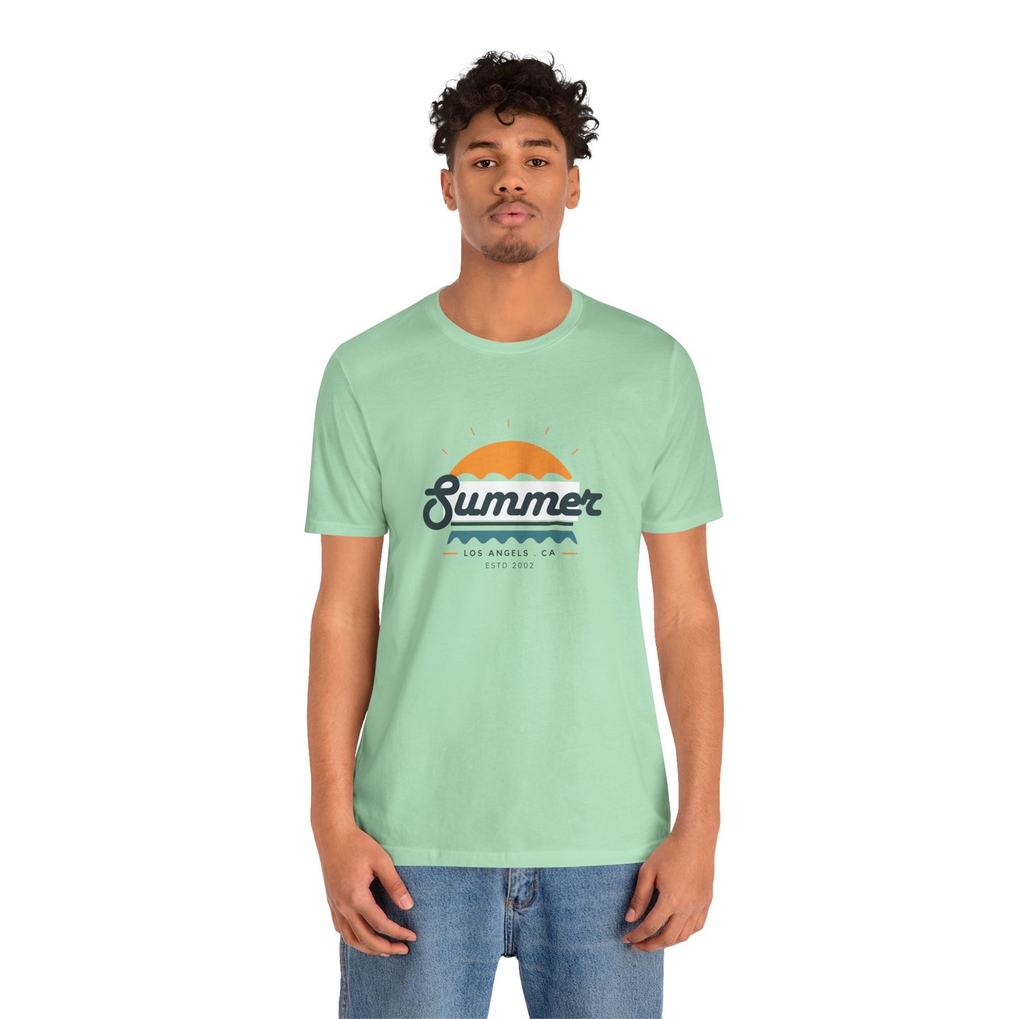 Summer Vibes Unisex Jersey Short Sleeve Tee, Beach Shirt, Casual Summer Wear, Gift for Friends, Coastal Adventure Top, LA Style Tee