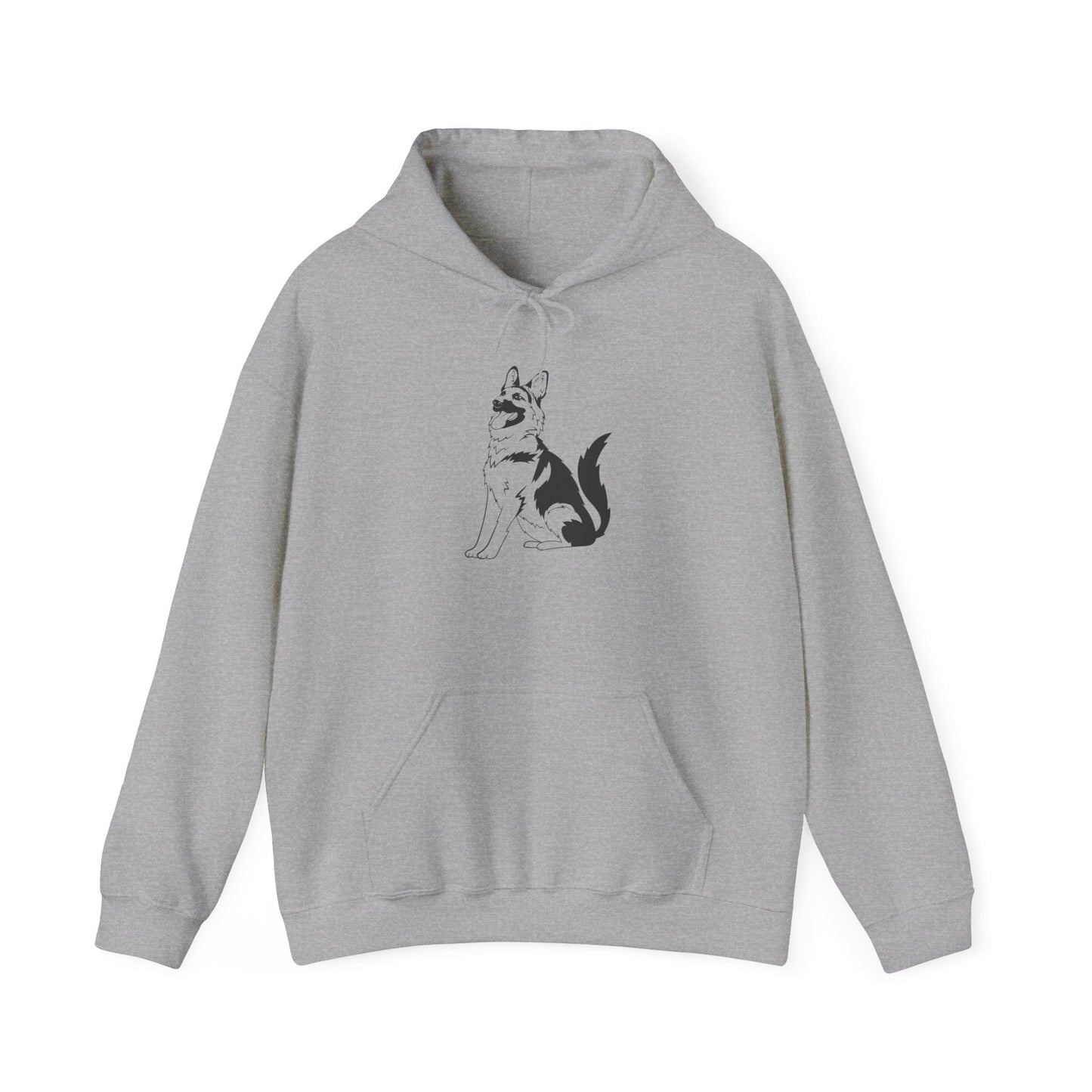 Unisex Dog Lover Hoodie With a Graphic of Black and Transparent German Shepherd Sloppily Sitting