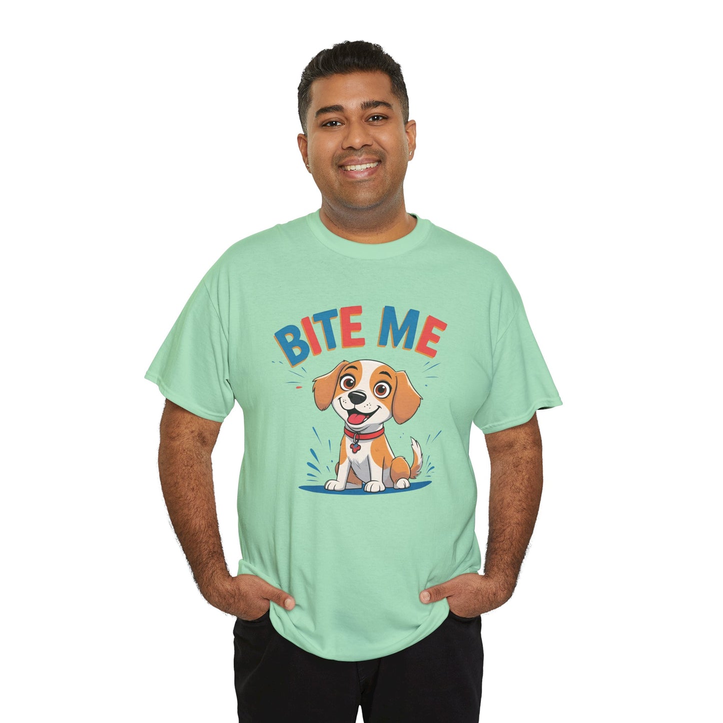 Playful Dog Lover Tee, Bite Me Unisex Cotton T-Shirt for Dog Trainers, Funny Gift for Dog Lovers, Cute Dog Apparel