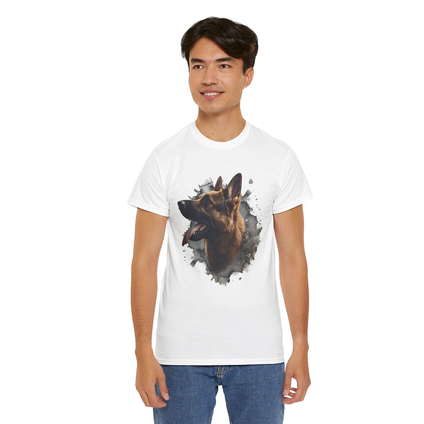 German Shepherd Lover Tee With 3D Design, Unisex Cotton Shirt, Dog T-Shirt, Pet Lovers Gift, Animal Enthusiast Apparel