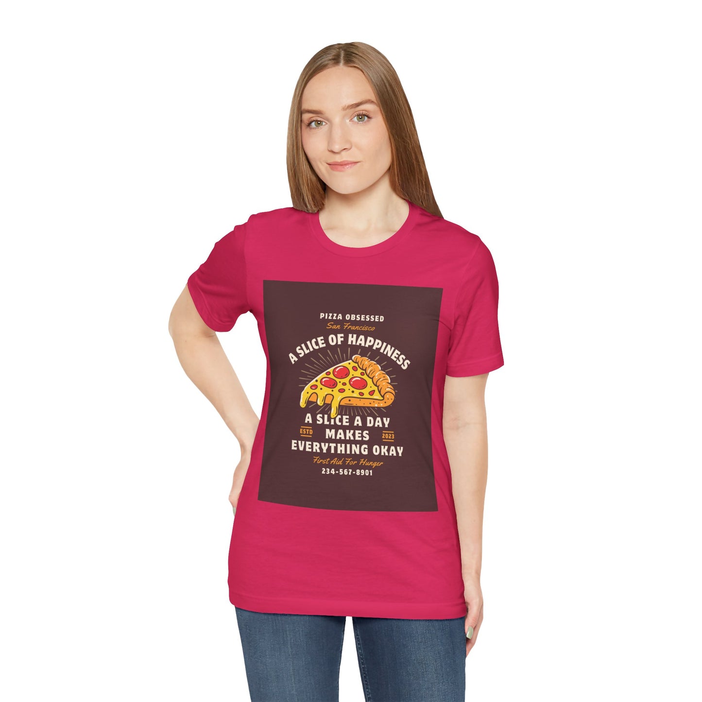Pizza Lover's Happiness Tee, Fun Unisex T-Shirt, Casual Wear, Gift for Foodies, Pizza Party Attire, Comfortable Daily Shirt
