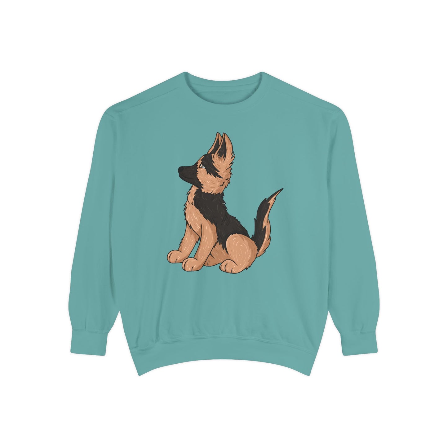 Unisex Dog Lover Sweatshirt With a Graphic of Cute German Shepherd Puppy Looking Upward