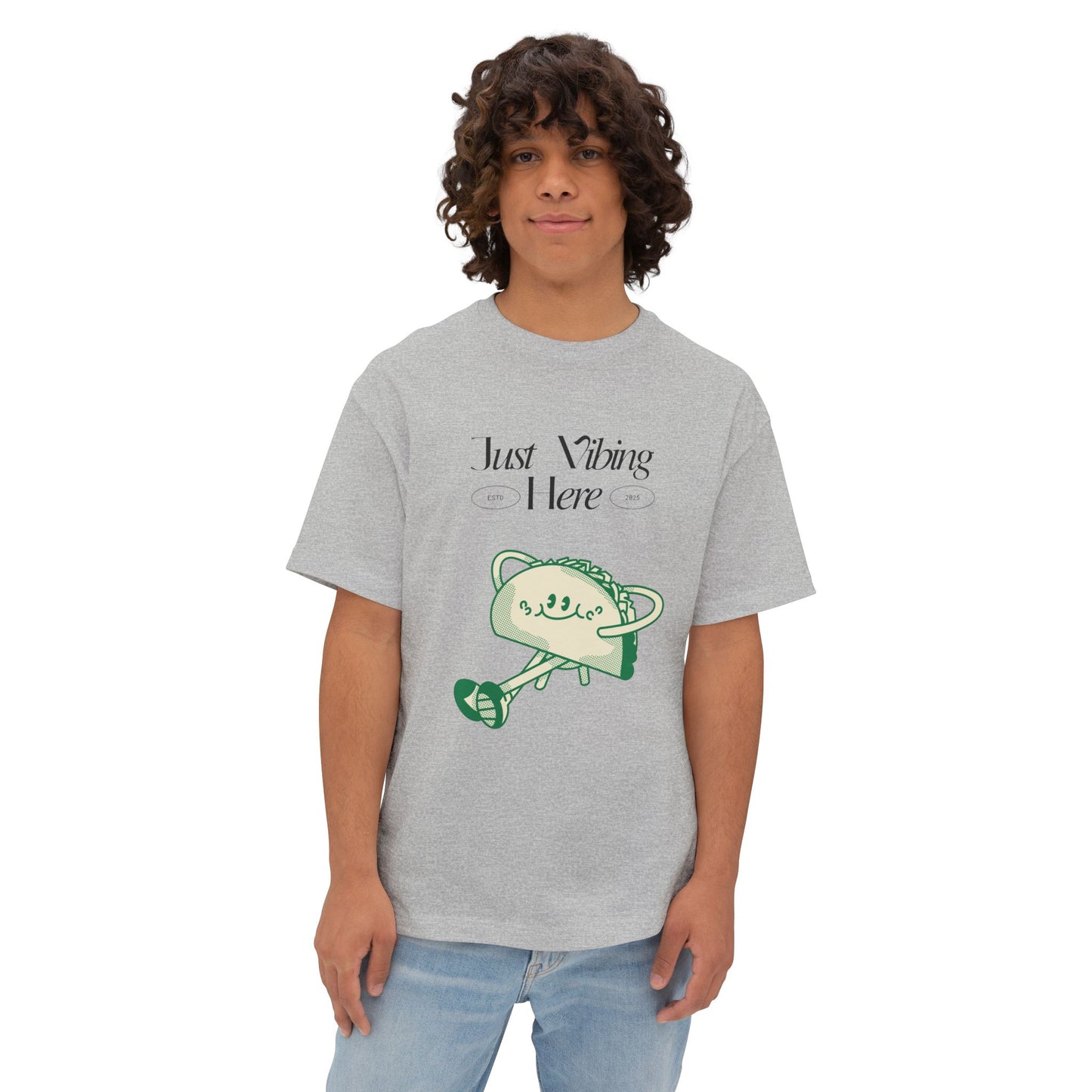 Just Vibing Here Unisex Oversized Tee, Casual Graphic Top, Everyday Wear, Comfortable Summer Shirt, Unique Gift Idea, Relaxed Fit Tee