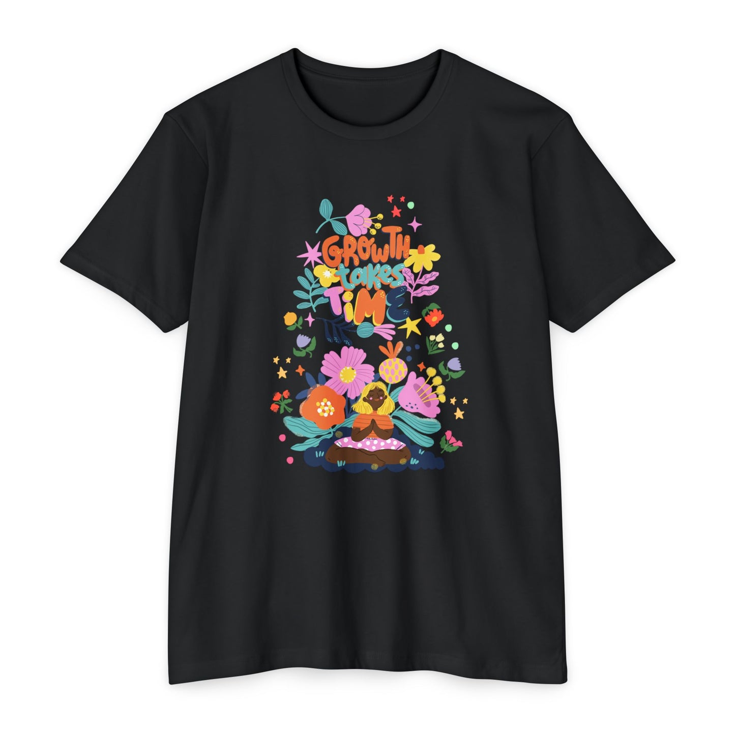 Growth Takes Time Floral Unisex T-Shirt, Spring Tee, Inspirational T-Shirt, Casual Wear, Unique Gift Idea