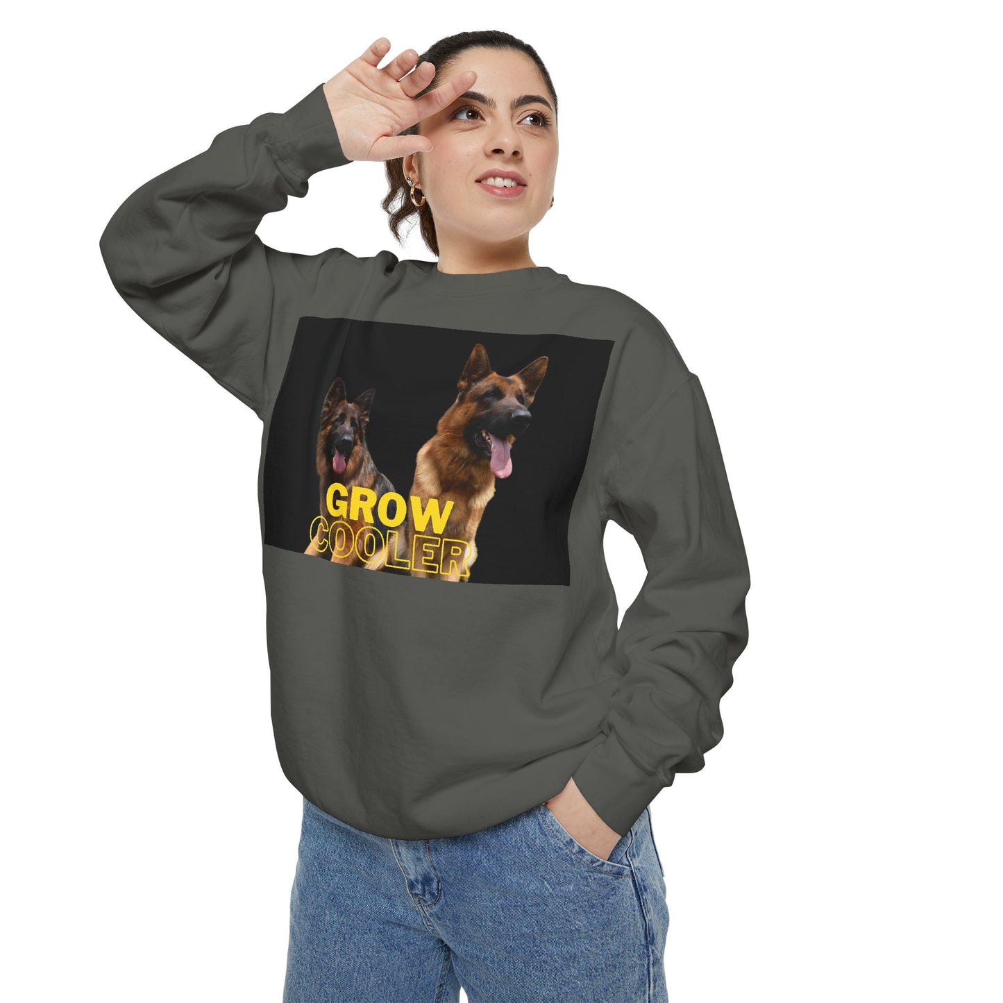 Unisex Dog Lover Sweatshirt With Two German Shepherds and Caption Grow Cooler