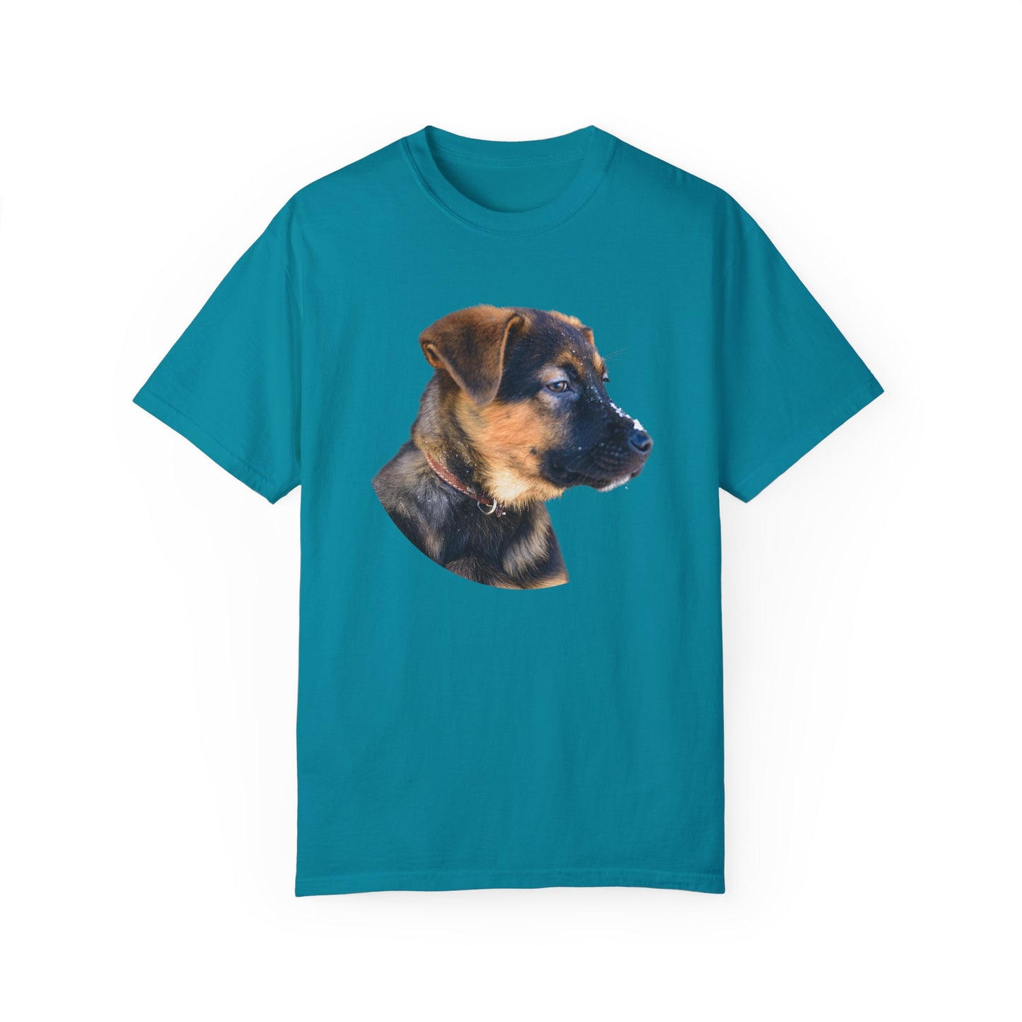 Unisex T-Shirt With Close Up Face of German Shepherd Puppy With Floppy Ears