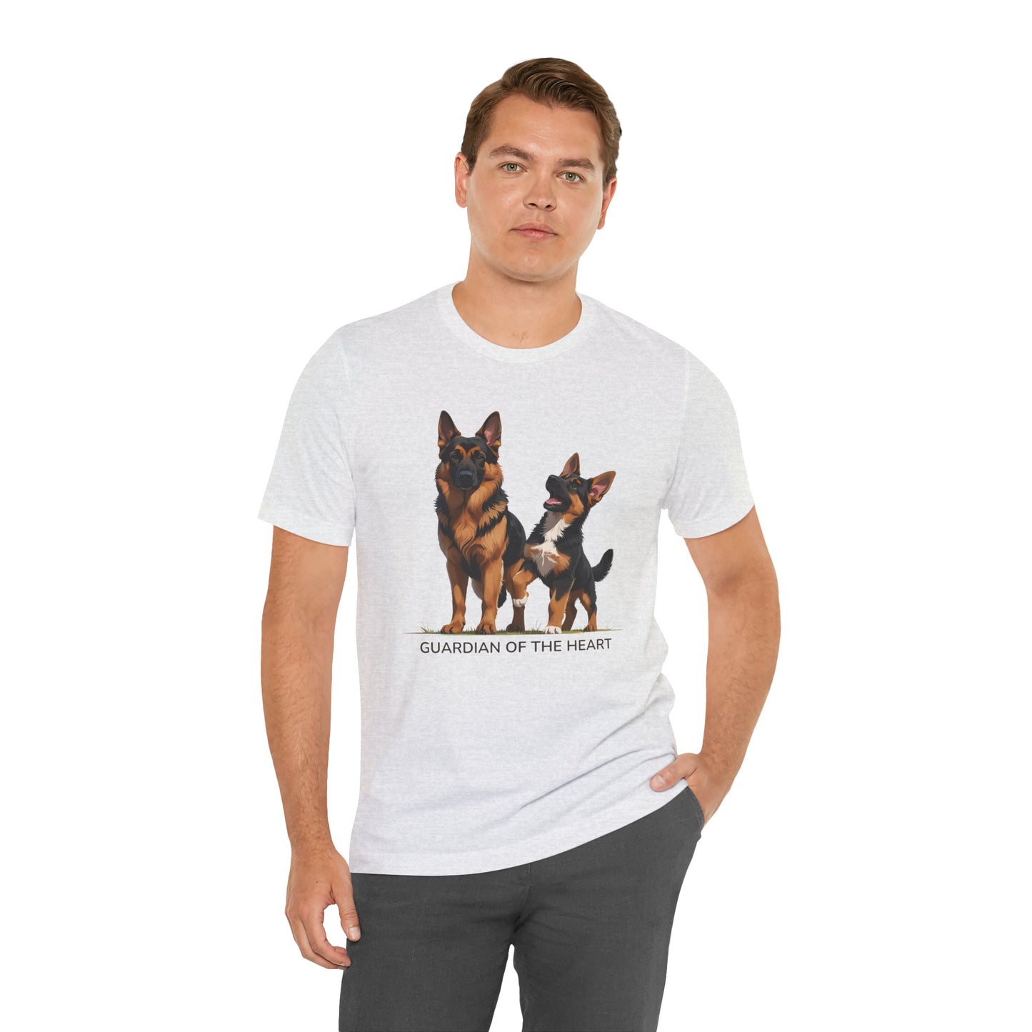 German Shepherd and Puppy Tee - Guardian of the Heart, Gifting for Pet Owners, Cute Graphic Shirt, Perfect for Birthdays, Dog-Themed Apparel