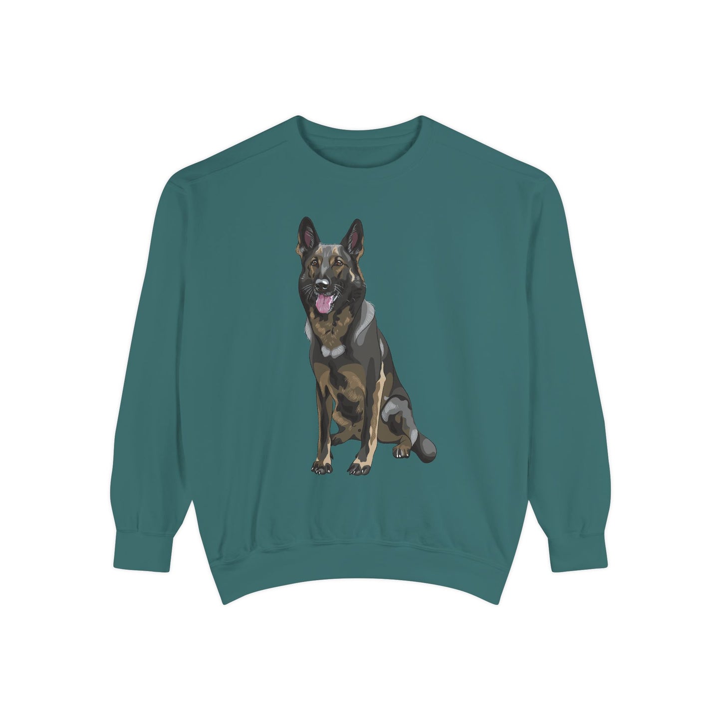 Unisex Dog Lover Sweatshirt With a Graphic of Sable German Shepherd Sloppily Sitting