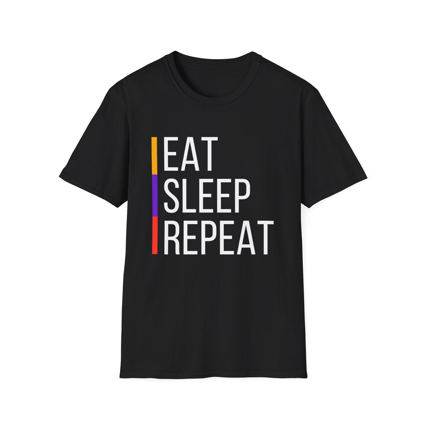 Eat Sleep Repeat Unisex Softstyle T-Shirt - Perfect for Casual Outings, Funny Gift, Relaxation Apparel, Everyday Wear, Motivational Tee