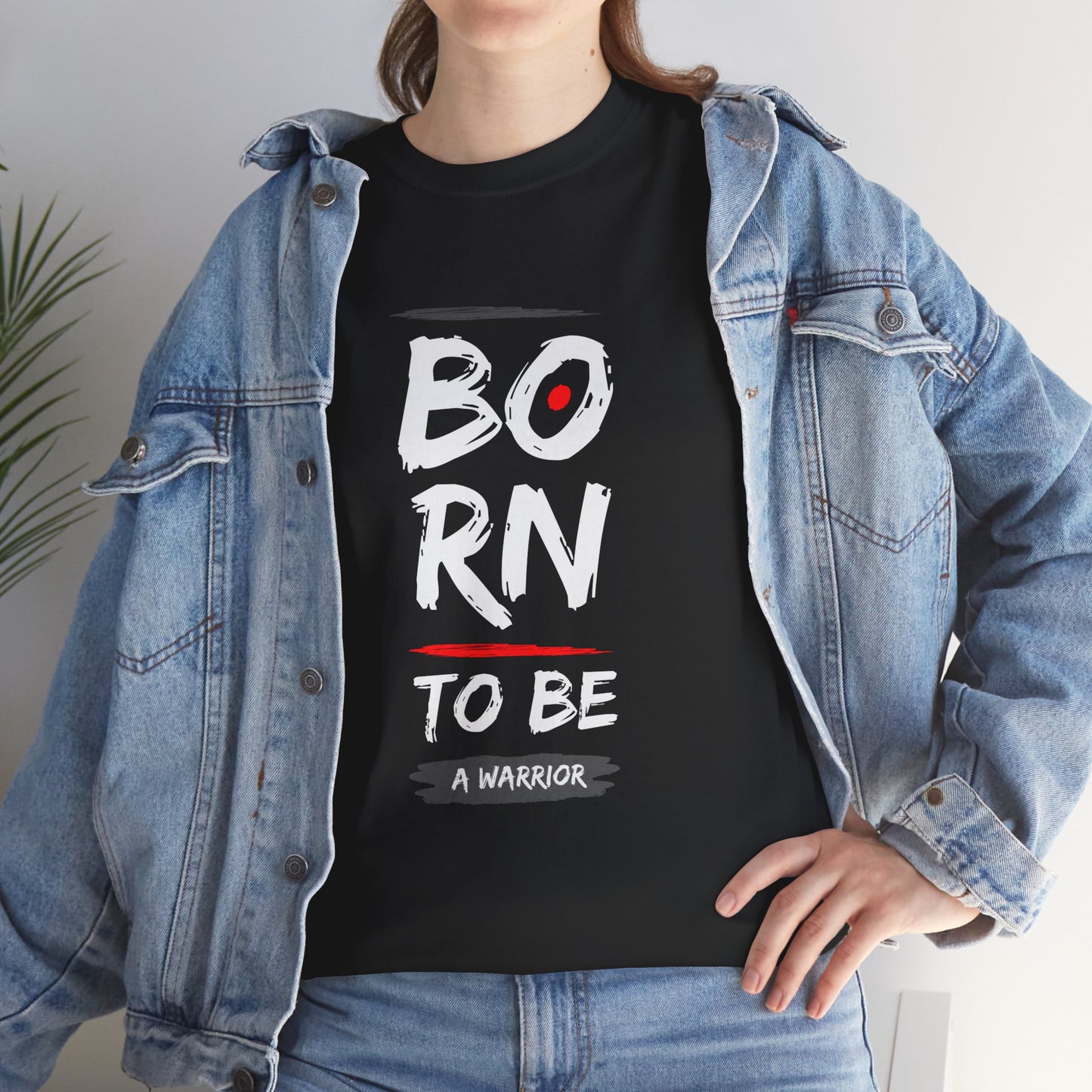 Born to Be a Warrior Unisex Heavy Cotton Tee, Inspirational Shirt for Veterans, Motivational Gift, Fitness Apparel, Casual Wear