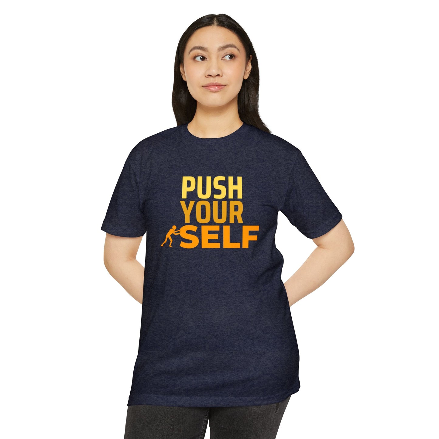 Motivational Fitness T-Shirt – "Push Your Self" - Cool Graphic Tee, Workout Shirt, Gift for Gym Lovers, Unisex Activewear, Casual Wear