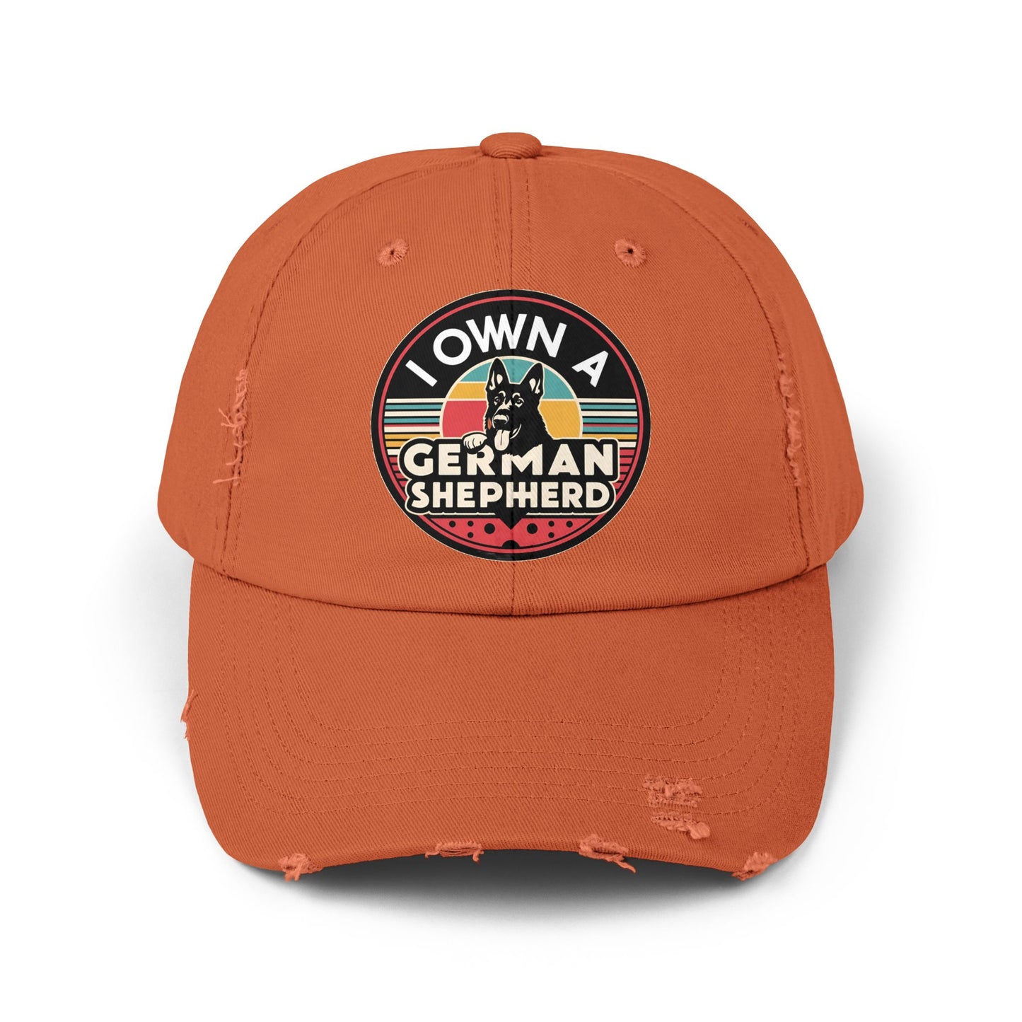German Shepherd Distressed Cap With Retro Vintage Background - Pet Owner Gift, Casual Everyday Wear