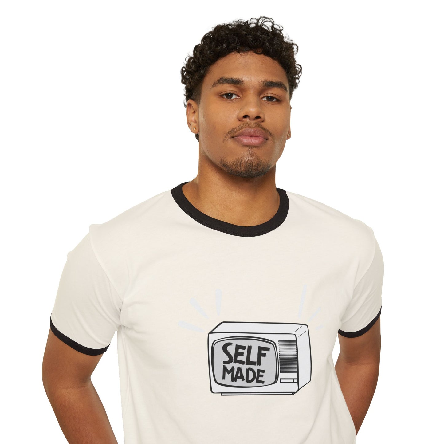 Self Made Unisex Cotton Ringer T-Shirt | Vintage Style Tee, Motivational Gift, Casual Wear, Entrepreneurship Shirt, Everyday Comfort