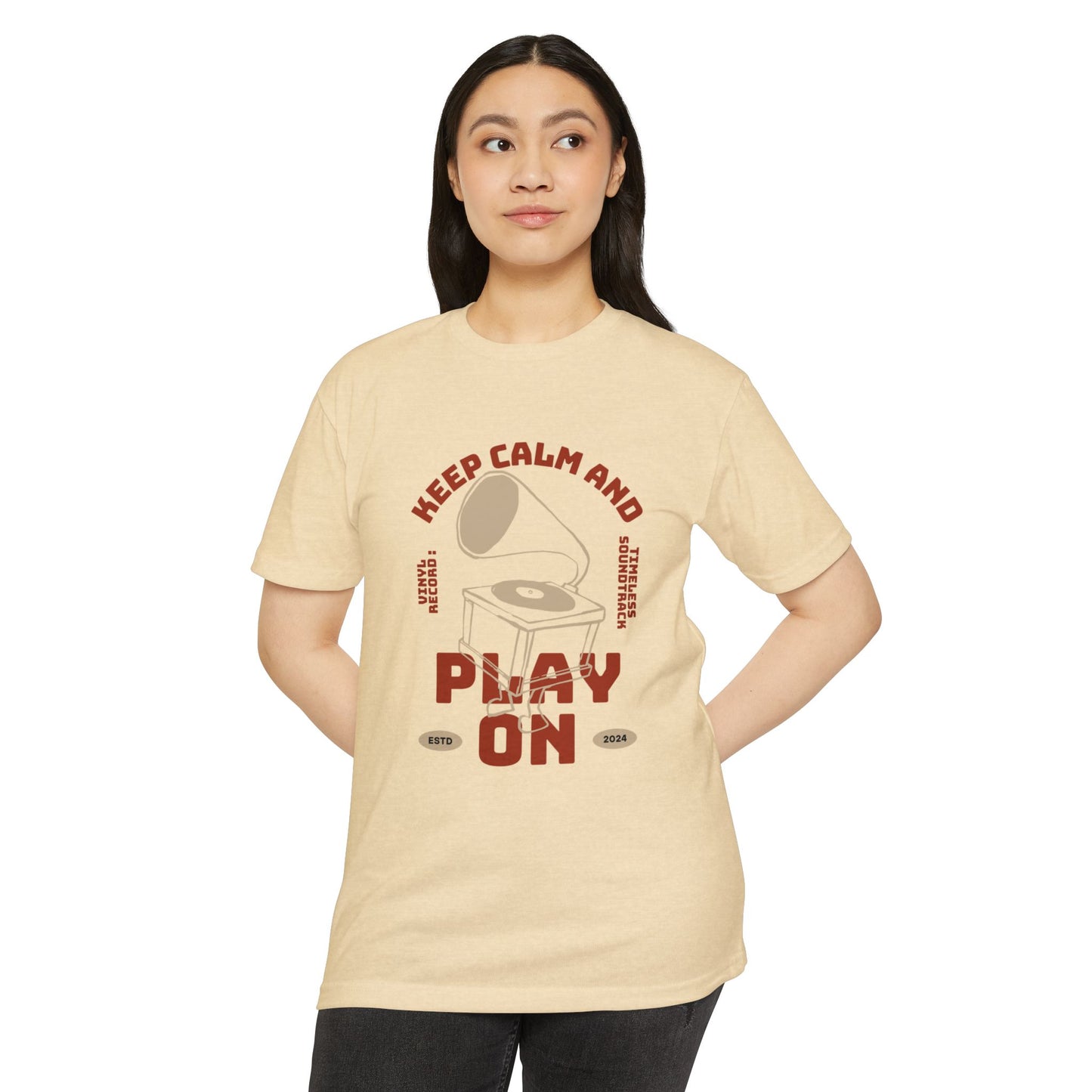 Retro Music Vibe T-Shirt, Unisex Tee, Gift for Music Lovers, Keep Calm and Play On Shirt, Casual Summer Wear, Music Themed Apparel