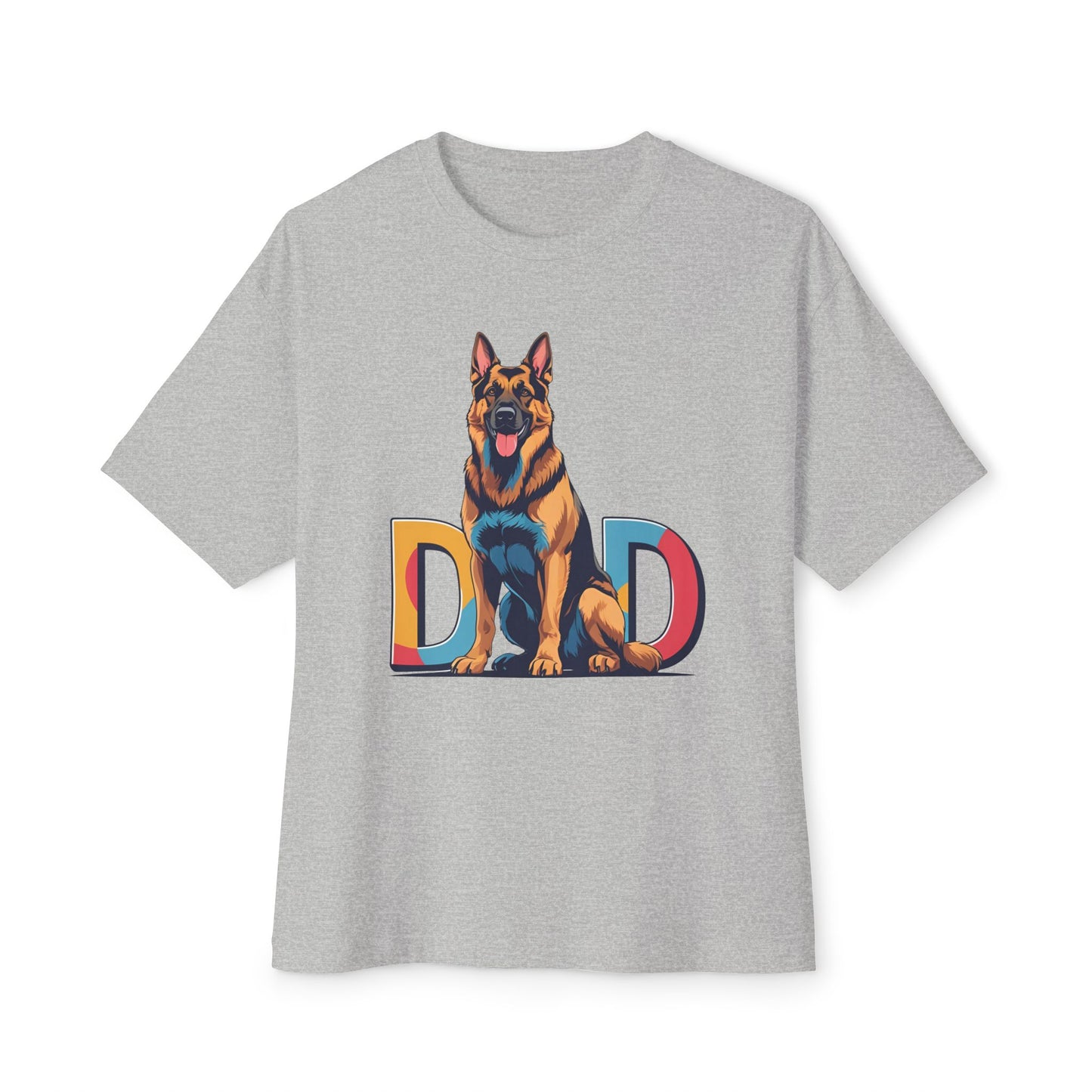 German Shepherd Dad Unisex Oversized Boxy Tee, Dog Lover Gift, Pet Portrait Shirt, Casual Streetwear, Animal Lover Apparel