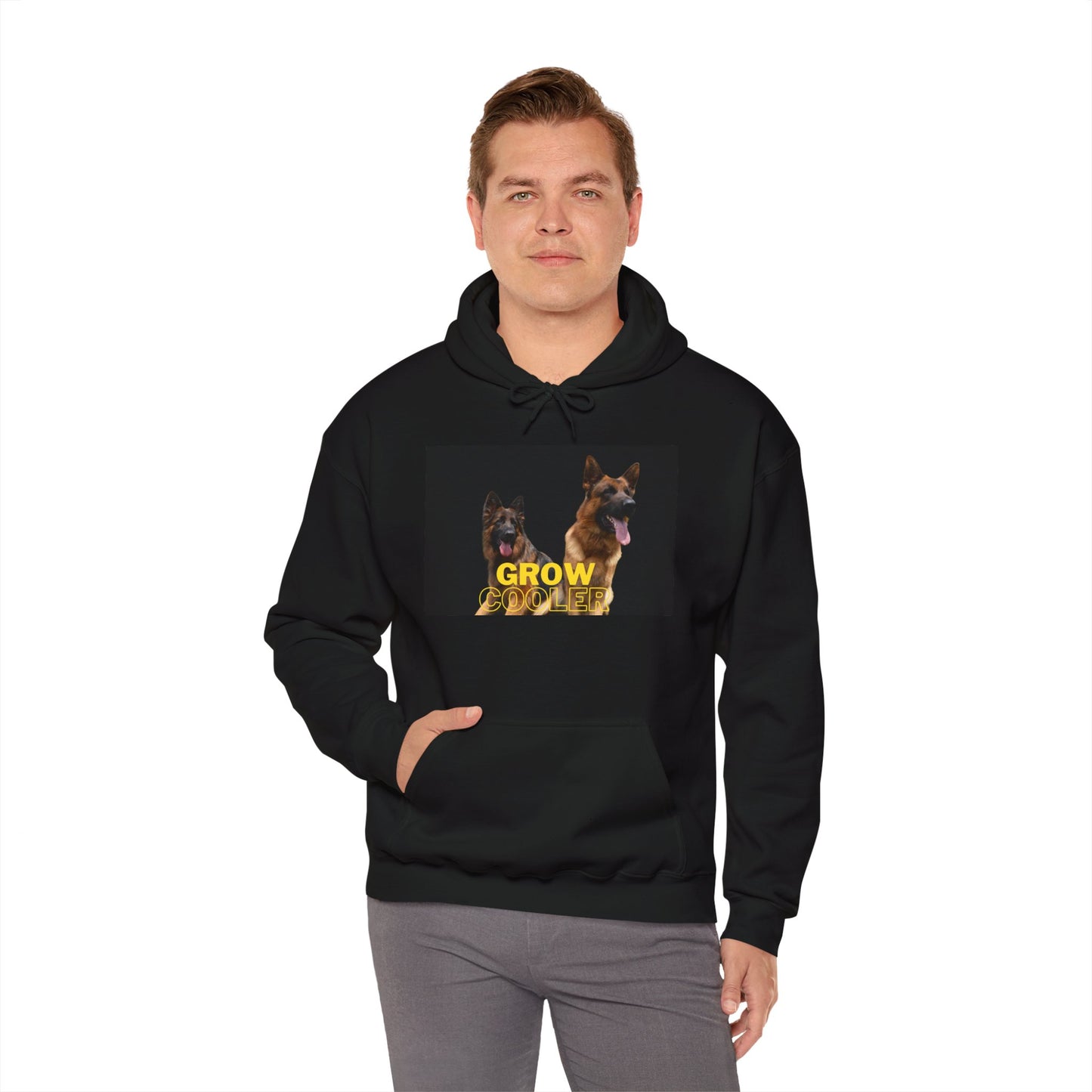 Unisex Dog Lover Hoodie With Two German Shepherds and Caption Grow Cooler