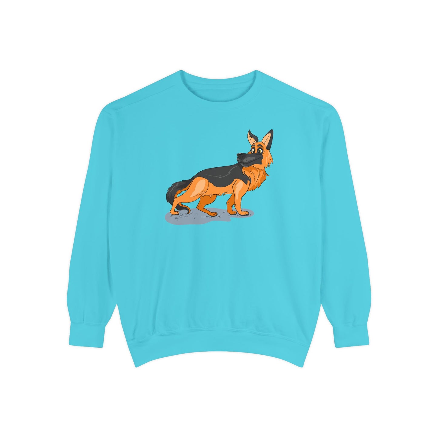 Unisex Dog Lover Sweatshirt With a Cartoon of Astonished German Shepherd Turning His Head
