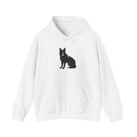 A Unisex Dog Lover Hoodie With Black German Shepherd Leaving His Tongue Out Sloppy Sitting