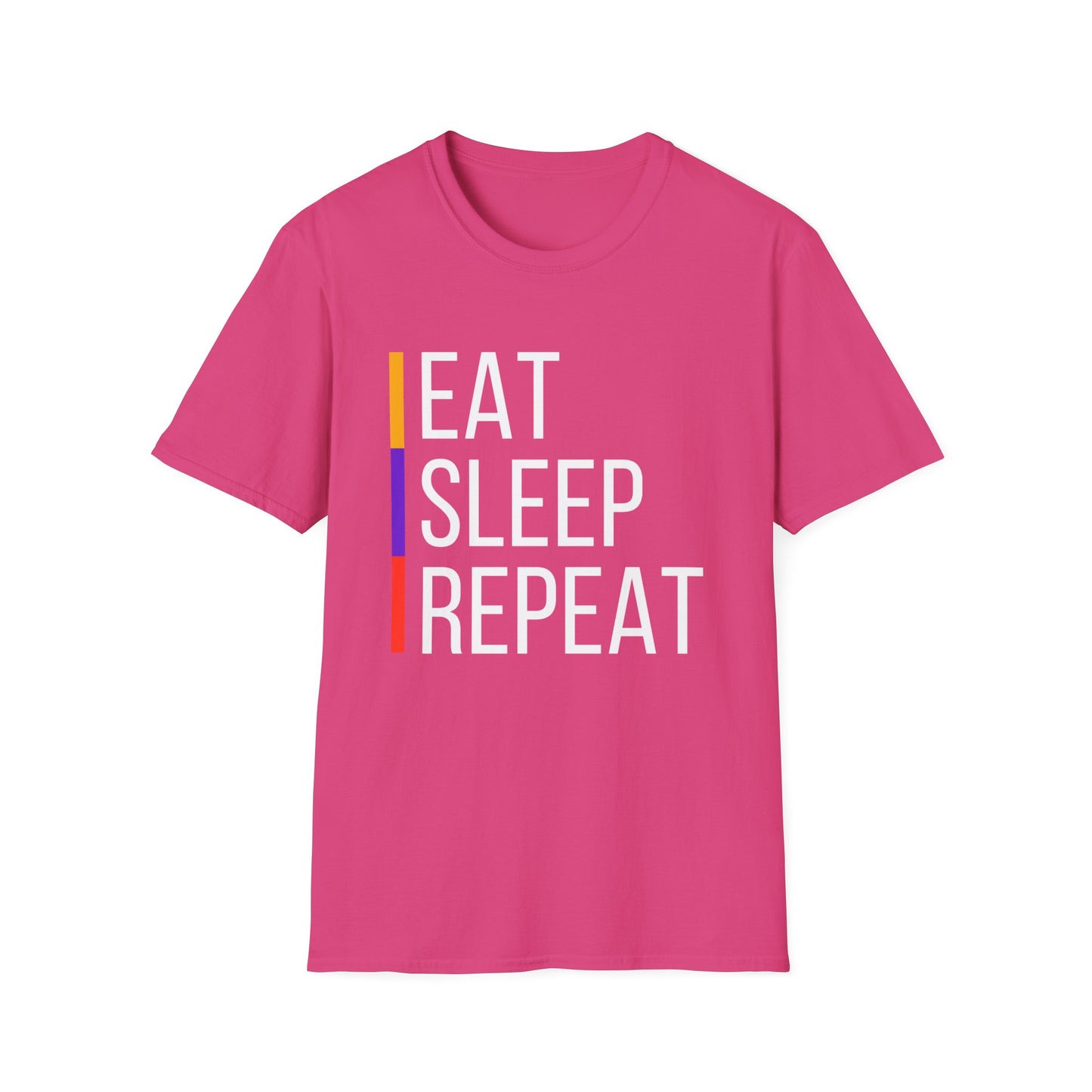 Eat Sleep Repeat Unisex Softstyle T-Shirt - Perfect for Casual Outings, Funny Gift, Relaxation Apparel, Everyday Wear, Motivational Tee