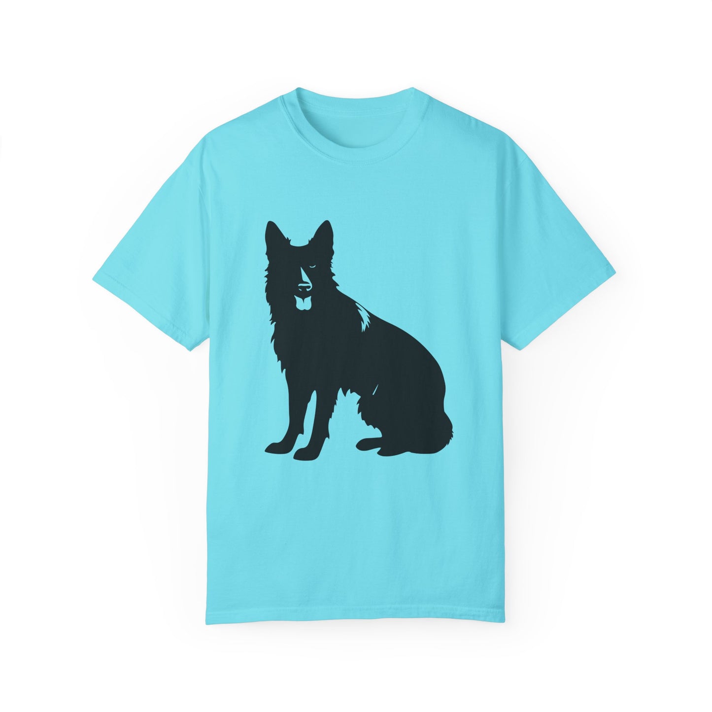 Unisex T-shirt With Graphic of Black German Shepherd Sloppy Sitting