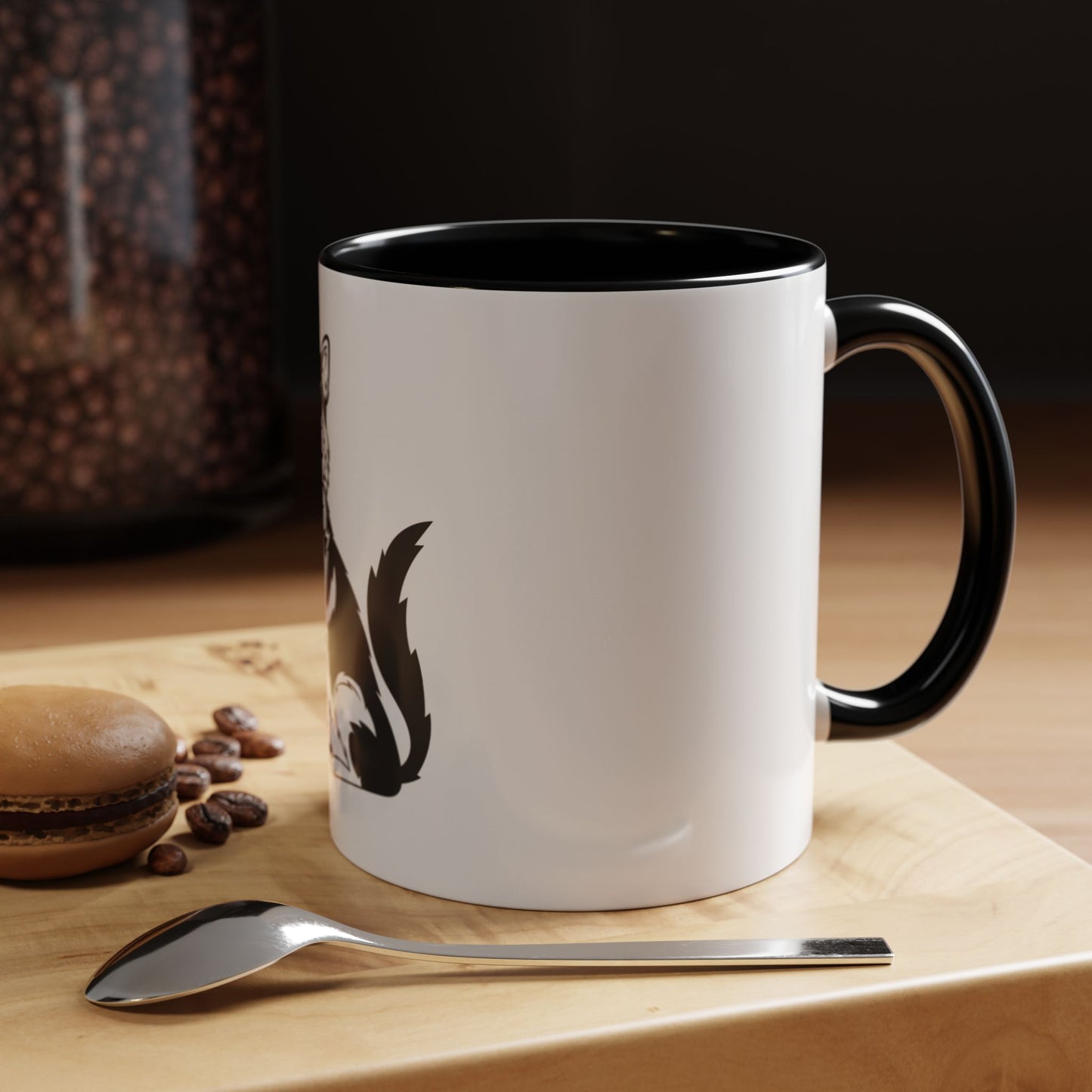 Accent Ceramic Dog Lover Coffee Mug With a Graphic of Black and Transparent German Shepherd Sloppily Sitting
