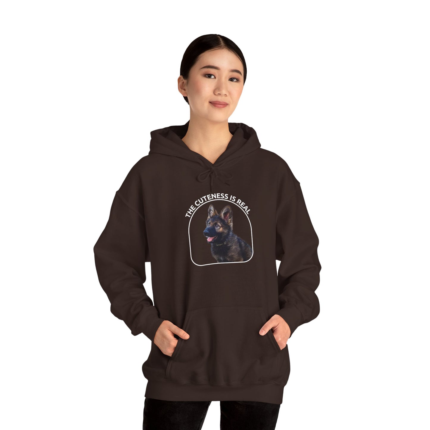 Unisex Dog Lover Hoodie With Cute German Shepherd Puppy and Caption The Cuteness Is Real