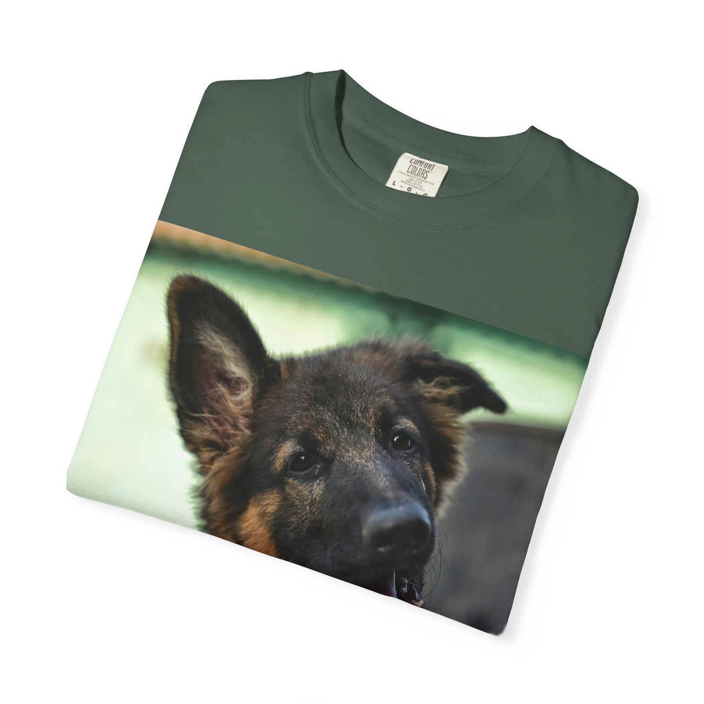 Happy Dog Graphic Unisex T-Shirt Featuring Cute German Shepherd Puppy