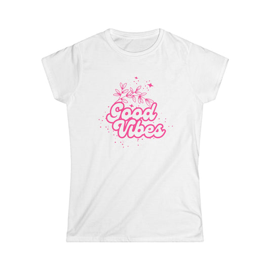 Good Vibes Women's Softstyle Tee - Casual Wear, Summer Fun, Gift for Her, Positive Energy, Stylish Top
