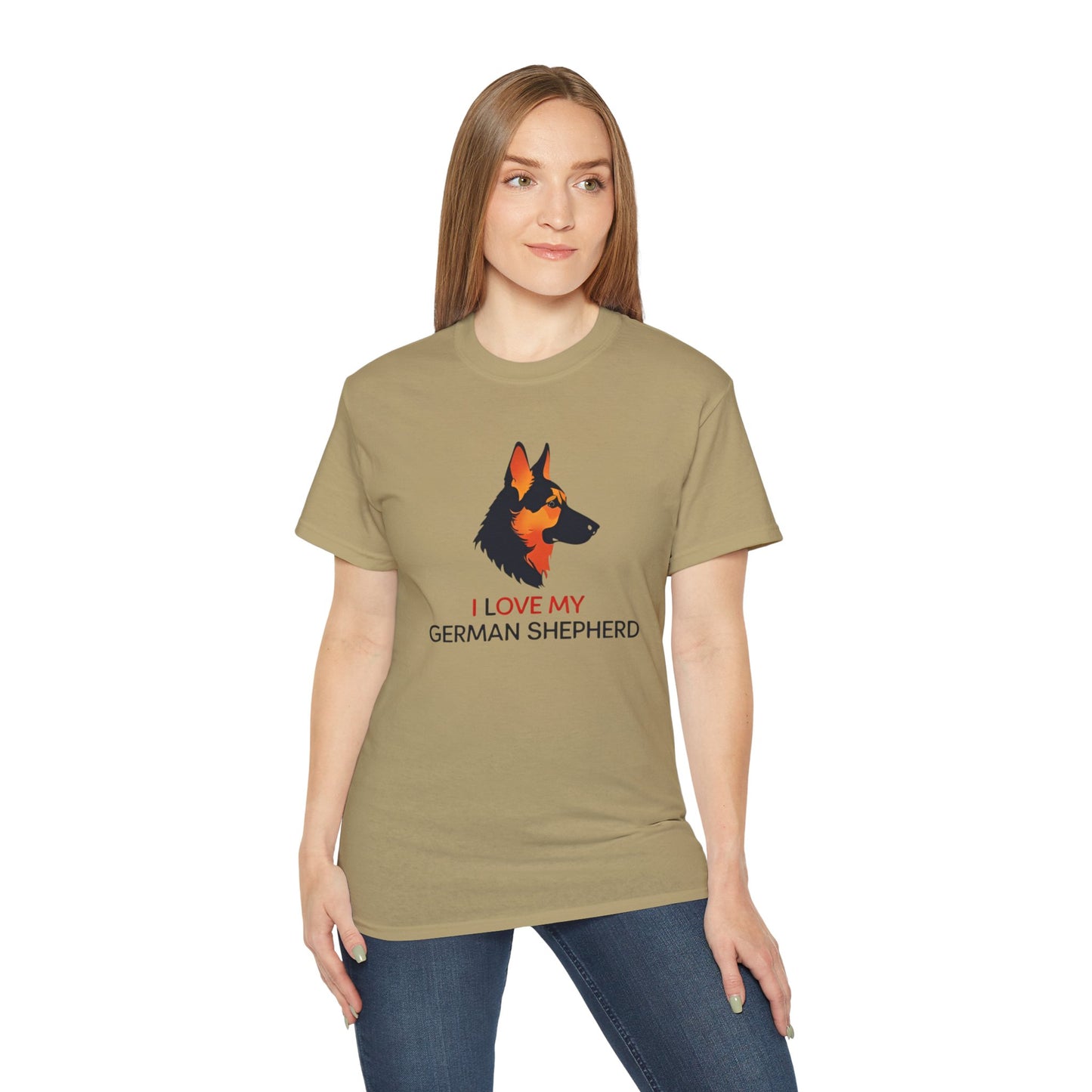 German Shepherd Lovers Unisex Ultra Cotton Tee - "I Love My German Shepherd", Dog Owner Gift, Canine Apparel, Pet Lover T-Shirt