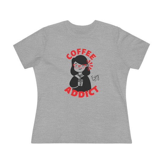 Coffee Addict Women's Tee, Cute Coffee Shirt, Gift for Coffee Lovers, Casual Daywear, Funny Graphic Tee, Cozy Coffee Apparel